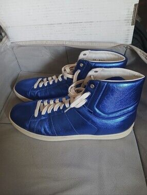 Metallic Blue High-Top Sneakers
